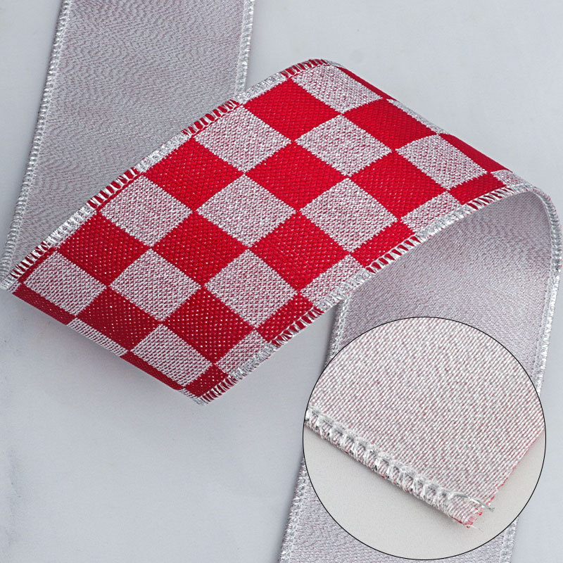 Cinta de Doble Color a Cuadros con Costura Overlock - Para Lazos, Flores y Regalos - Mayoristas