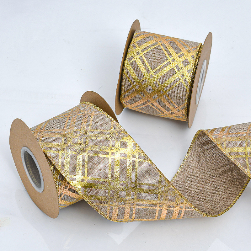 Cinta de Yute con Bordes Dorados para Navidad - Mayorista para Importadores - Decoración de Árboles y Regalos
