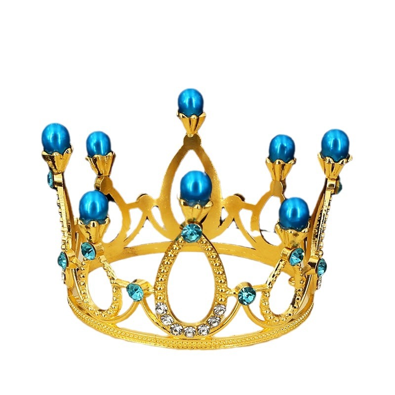 Corona redonda de aleación de flores para niños, accesorios para el cabello, joyería nupcial, pastel para hornear, corona de perlas destacada（43#）-ywys