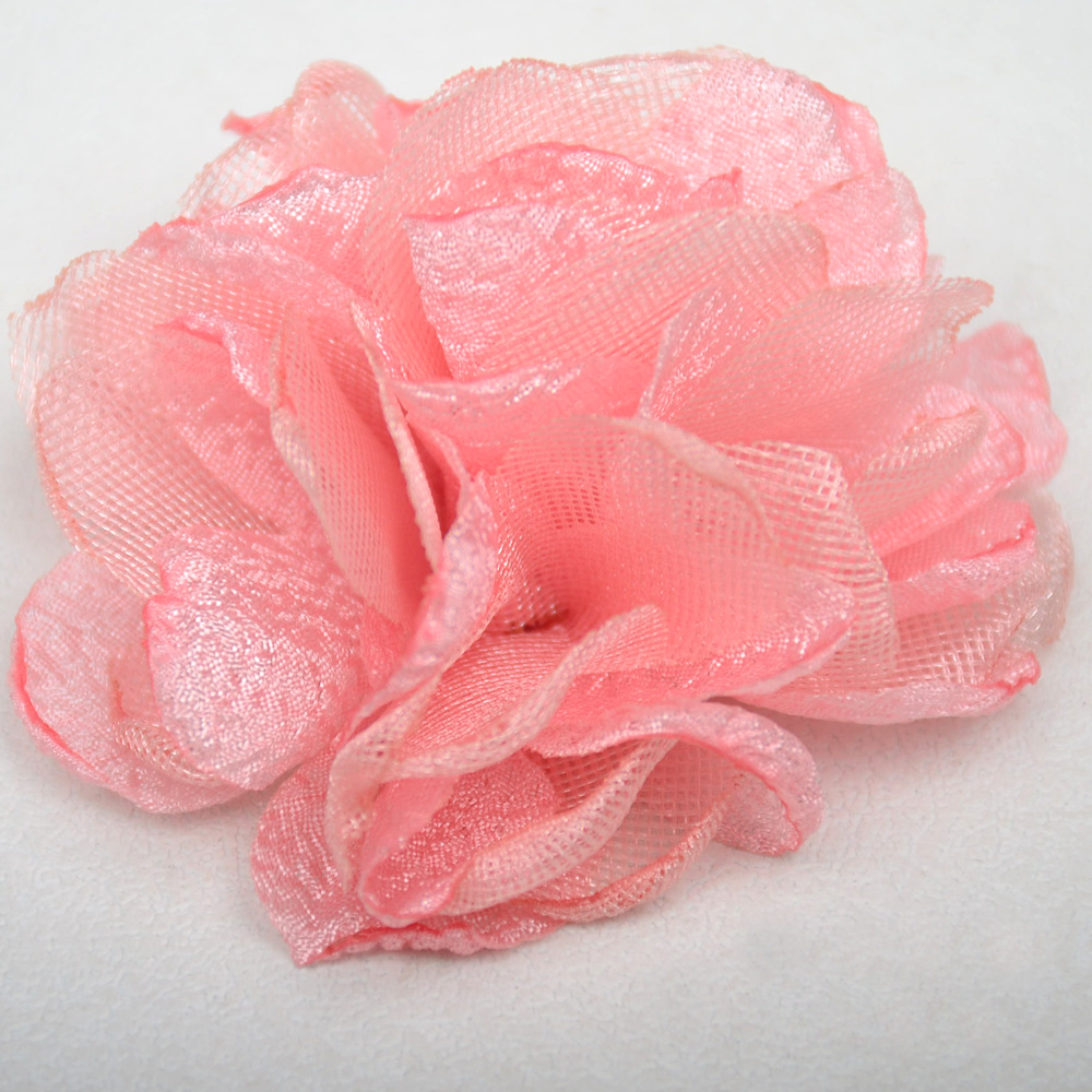 Flores de camelia de tul organza con bordes quemados - Accesorios versátiles para diademas, broches y adornos de moda - Venta al por mayor -ywys