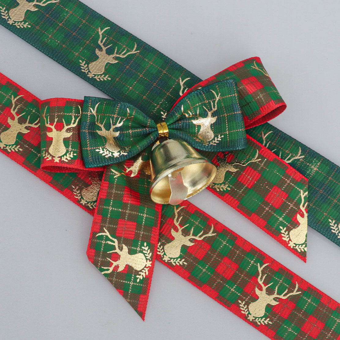 Cinta Navideña de 2.5cm en Rojo y Verde con Dorado - Tejido de Punto Compacto para Manualidades y Decoración - Proveedor Mayorista