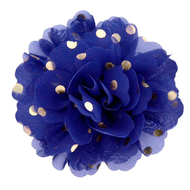 Flores grandes de gasa metalizada con puntos dorados para DIY - Accesorios para ropa, sombreros y calzado - Mayorista-ywys