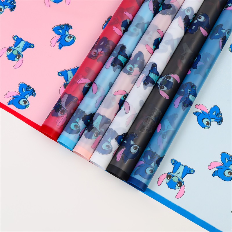 Papel Coreano Mate Impermeable con Stitch - Rollos para Ramos DIY (Diseño Nostálgico) | Mayoreo México-ywys