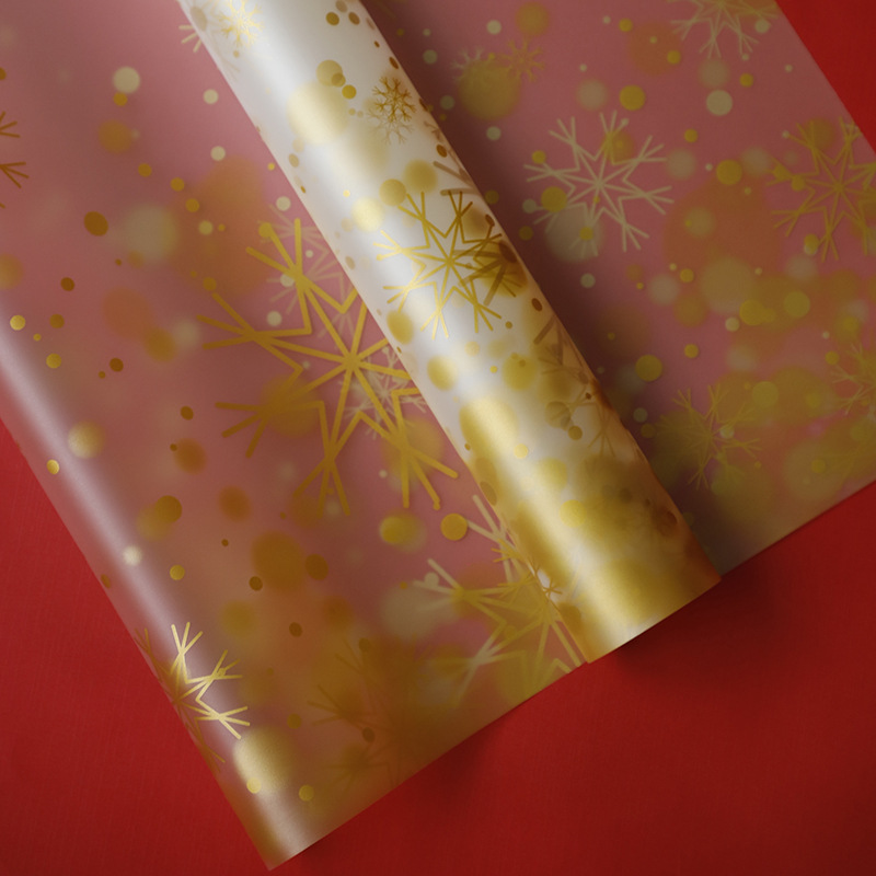 Papel de Regalo Navideño Translúcido con Diseño de Nieve - Para Manzanas de Nochebuena y Ramos Florales-ywys