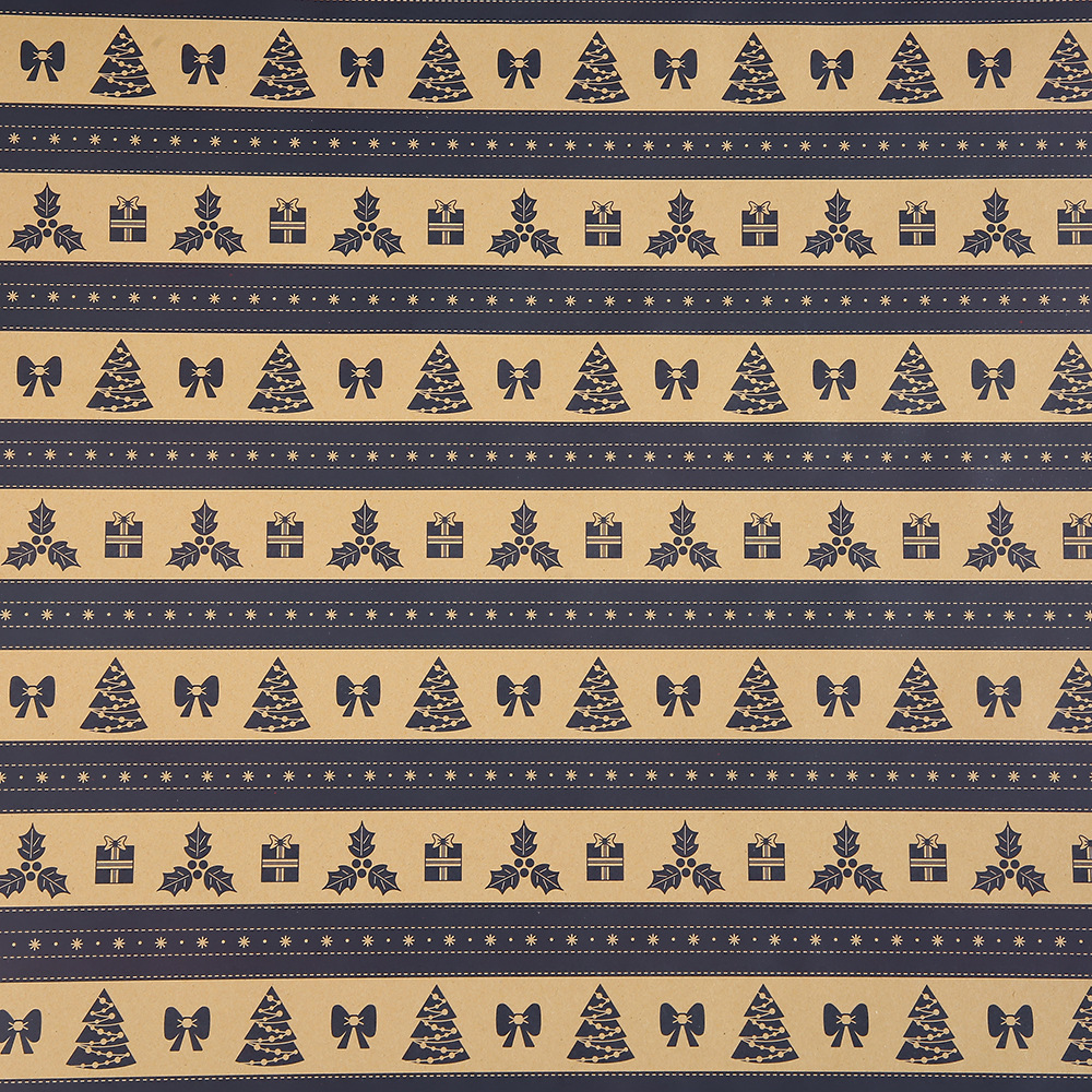 Papel Kraft Navideño Vintage - Diseños de Renos y Copos de Nieve para Nochebuena | Venta al por Mayor-ywys