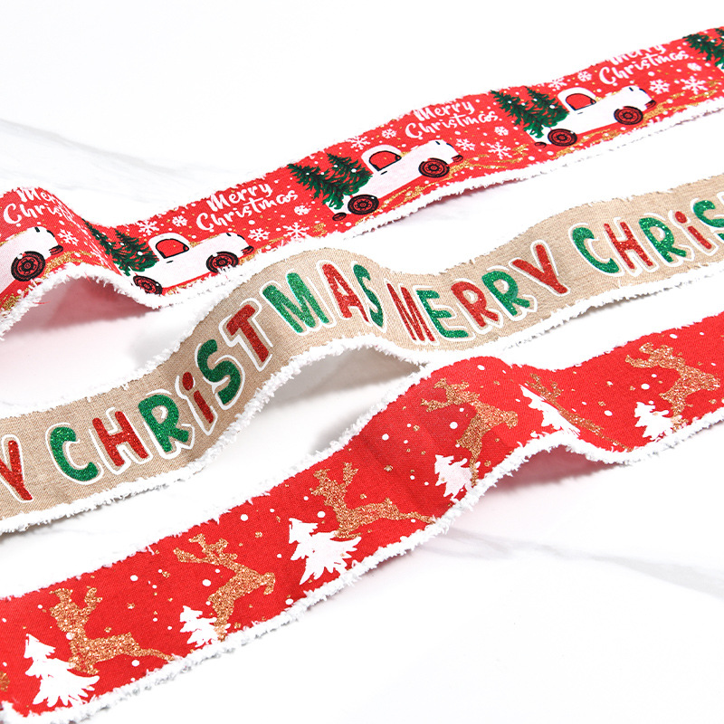Cinta Navideña de Yute con Flecos para Decoración - Mayorista para Importadores - Lazos para Árbol de Navidad y Regalos
