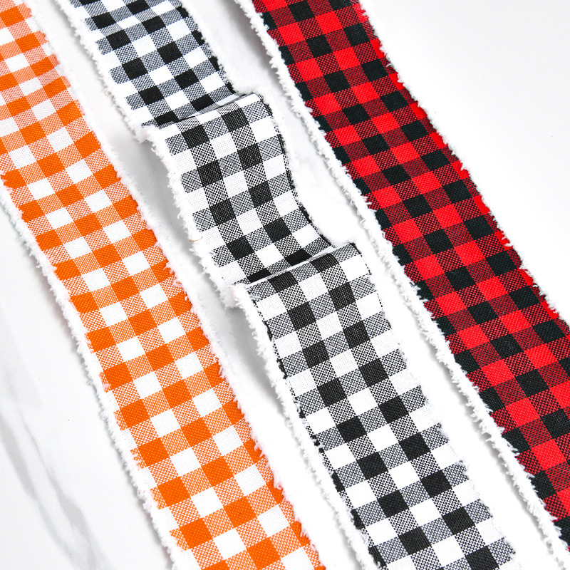 Cinta Navideña con Flecos Blancos y Cuadros Negro/Blanco - Decoración para Árboles, Coronas y Regalos - Venta al por Mayor