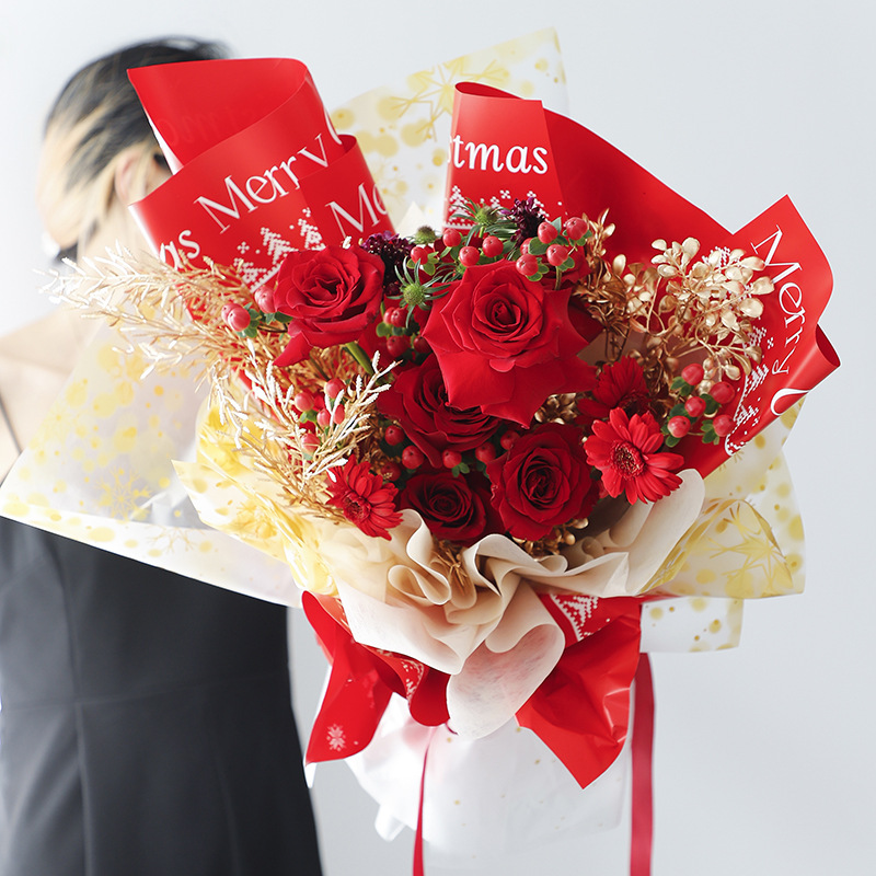 Papel de Regalo Navideño Translúcido con Diseño de Nieve - Para Manzanas de Nochebuena y Ramos Florales-ywys