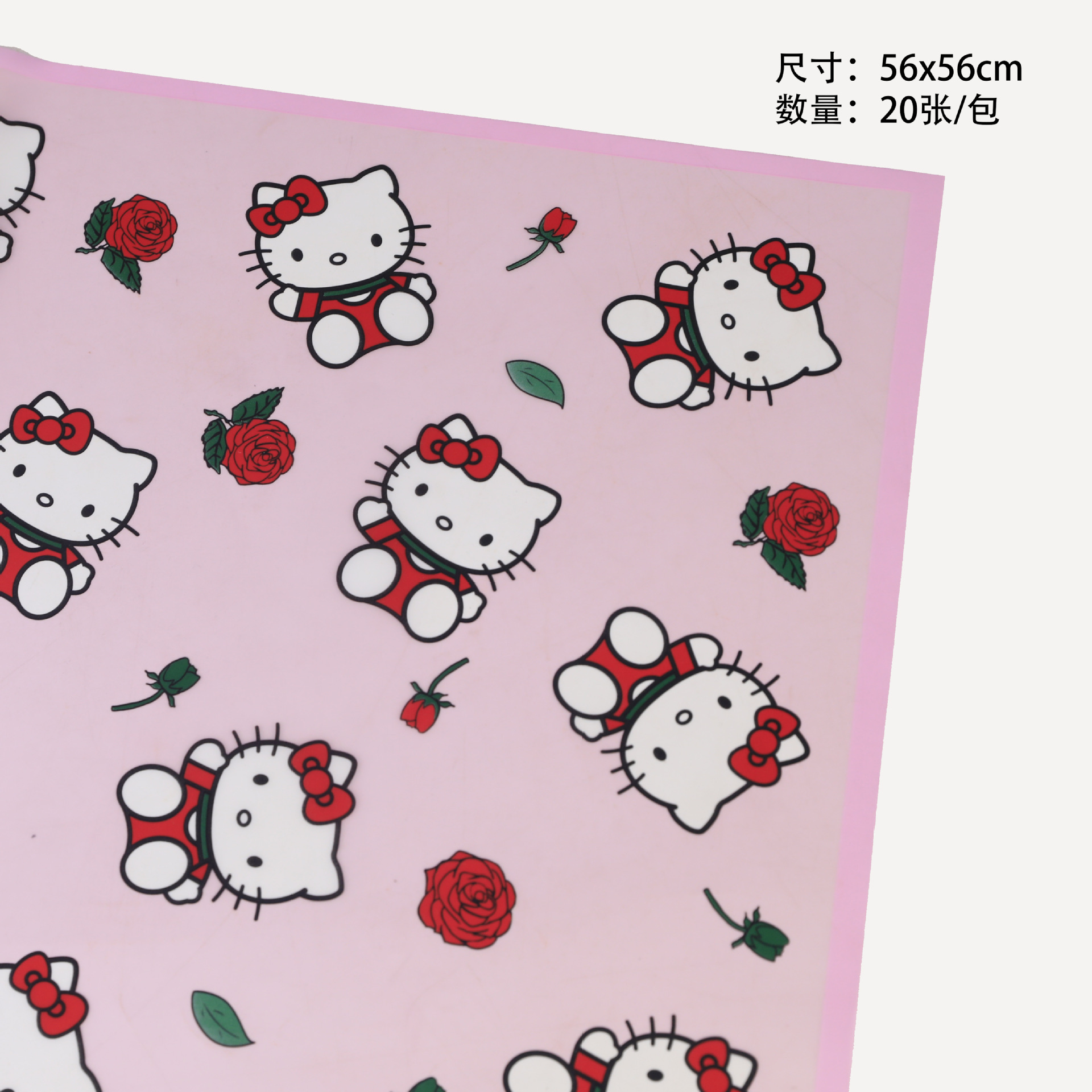 Papel Coreano Semi-Traslúcido con Hello Kitty - Borde Mágico Mate para Flores (Calidad Premium) | Mayoreo MX-ywys