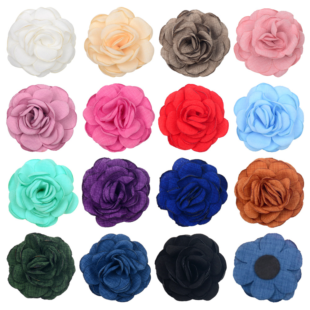 Flores de rosa y camelia de lino quemado (artesanales) - Para diademas DIY, adornos textiles y complementos de moda - Venta al por mayor -ywys