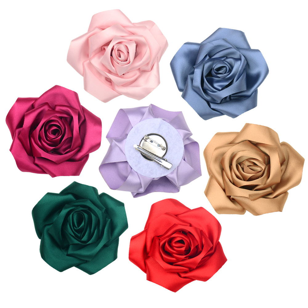 Flores de Rosa de Satén para DIY - Broches, Imperdibles, Horquillas y Adornos - Conjunto de Accesorios para Manualidades-ywys