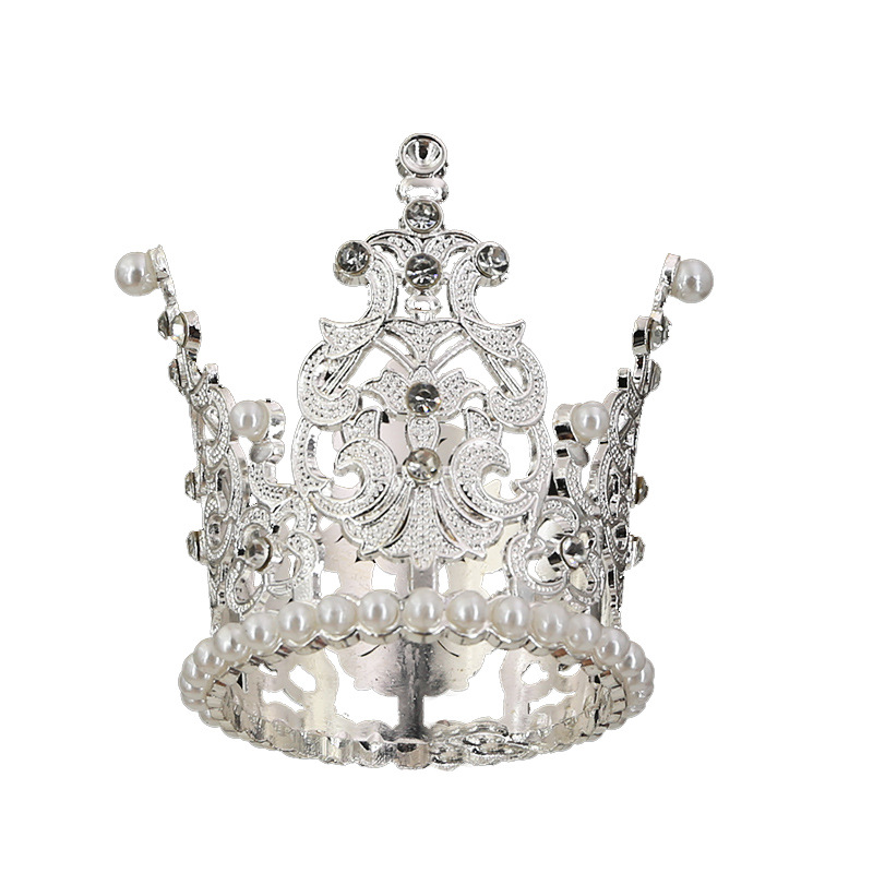 Nueva corona de actuación de fiesta de cumpleaños con tiara redonda dorada（21#）