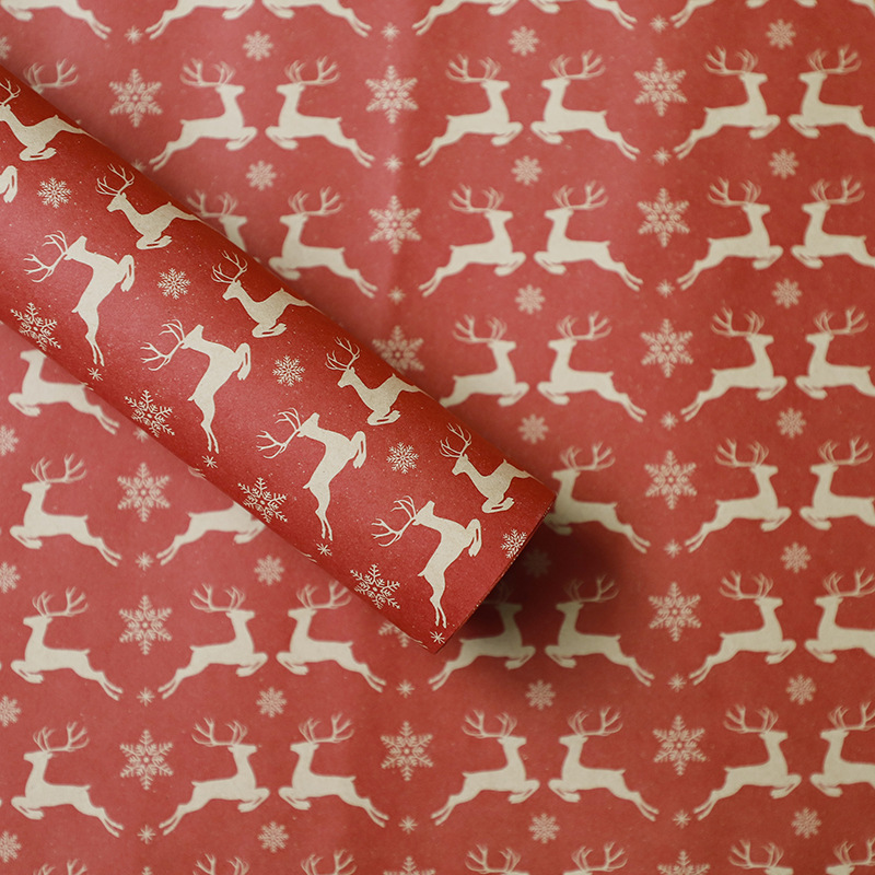 Papel de Regalo Navideño con Diseño de Reno - Para Ramos Florales y Manzanas de Nochebuena