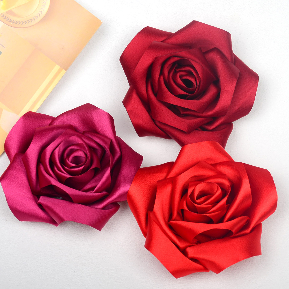 Flores de Rosa de Satén para DIY - Broches, Imperdibles, Horquillas y Adornos - Conjunto de Accesorios para Manualidades-ywys