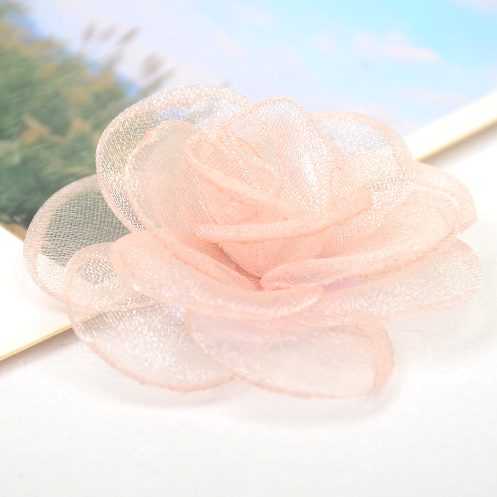 Flores de rosa de gasa coreana de 5cm con bordes sellados para DIY, accesorios para el pelo, adornos de tela para mayoristas-ywys