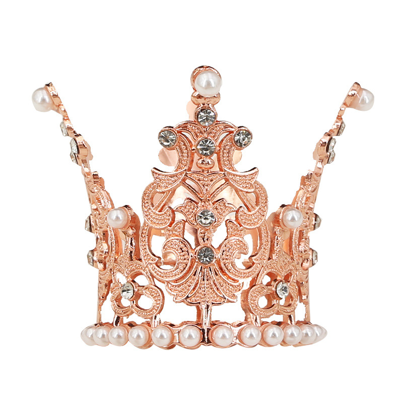 Nueva corona de actuación de fiesta de cumpleaños con tiara redonda dorada（21#）