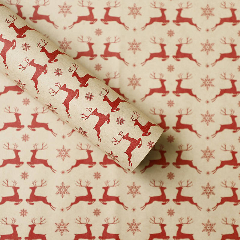 Papel de Regalo Navideño con Diseño de Reno - Para Ramos Florales y Manzanas de Nochebuena