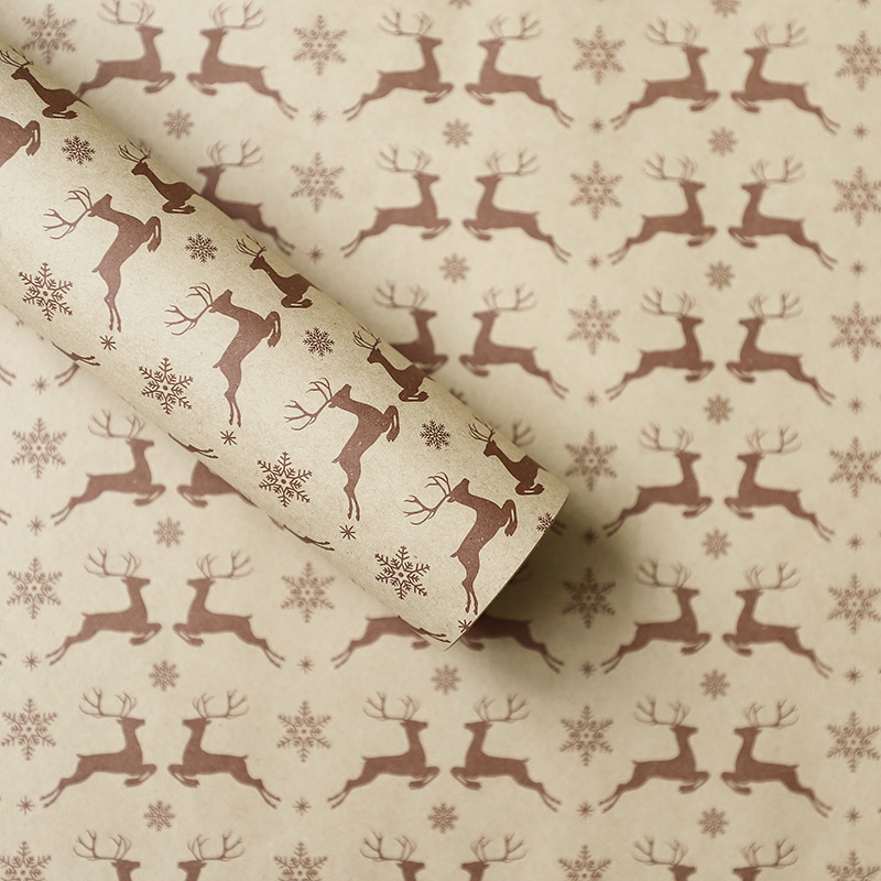 Papel de Regalo Navideño con Diseño de Reno - Para Ramos Florales y Manzanas de Nochebuena