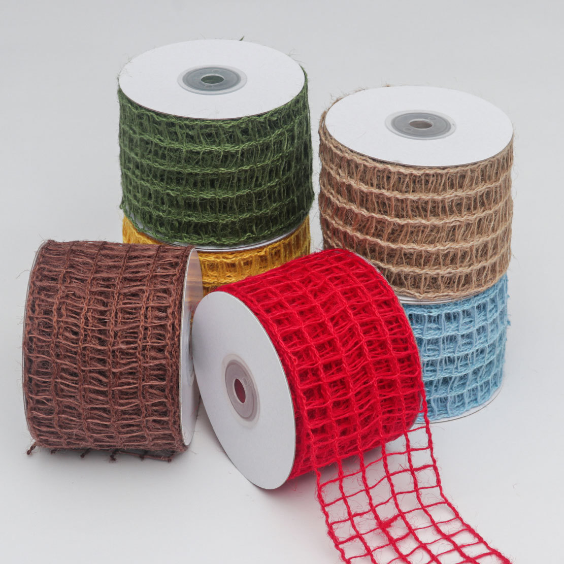 Cinta Navideña de Lino a Cuadros - Para Decoración de Regalos y Manualidades - Proveedor Mayorista