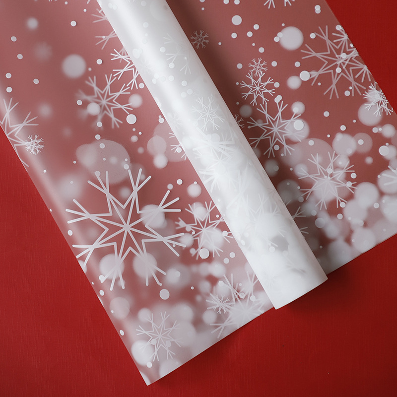 Papel de Regalo Navideño Translúcido con Diseño de Nieve - Para Manzanas de Nochebuena y Ramos Florales-ywys