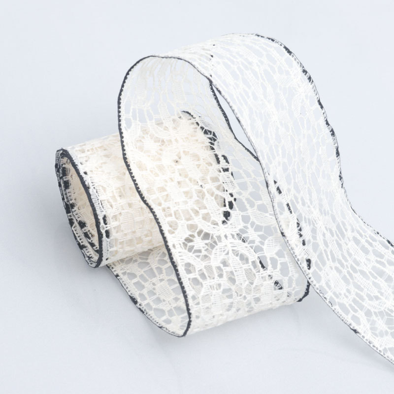 Cinta de Encaje Transparente con Borde Negro para Manualidades - Mayorista para Importadores - Decoración de Regalos, Lazos y Flores