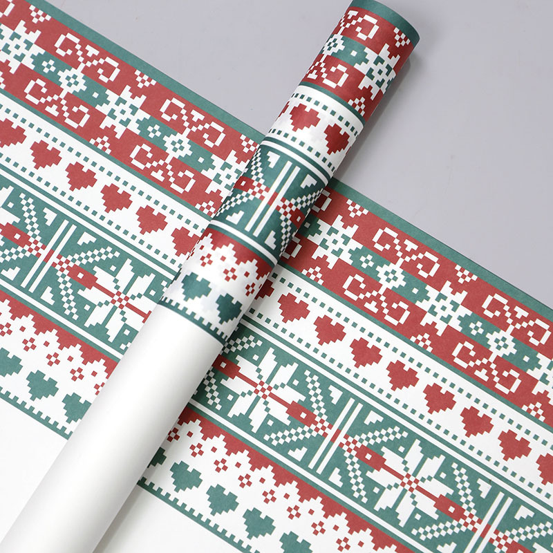 Papel de Regalo Navideño con Diseño de Suéter - Para Ramos Florales y Manzanas de Nochebuena