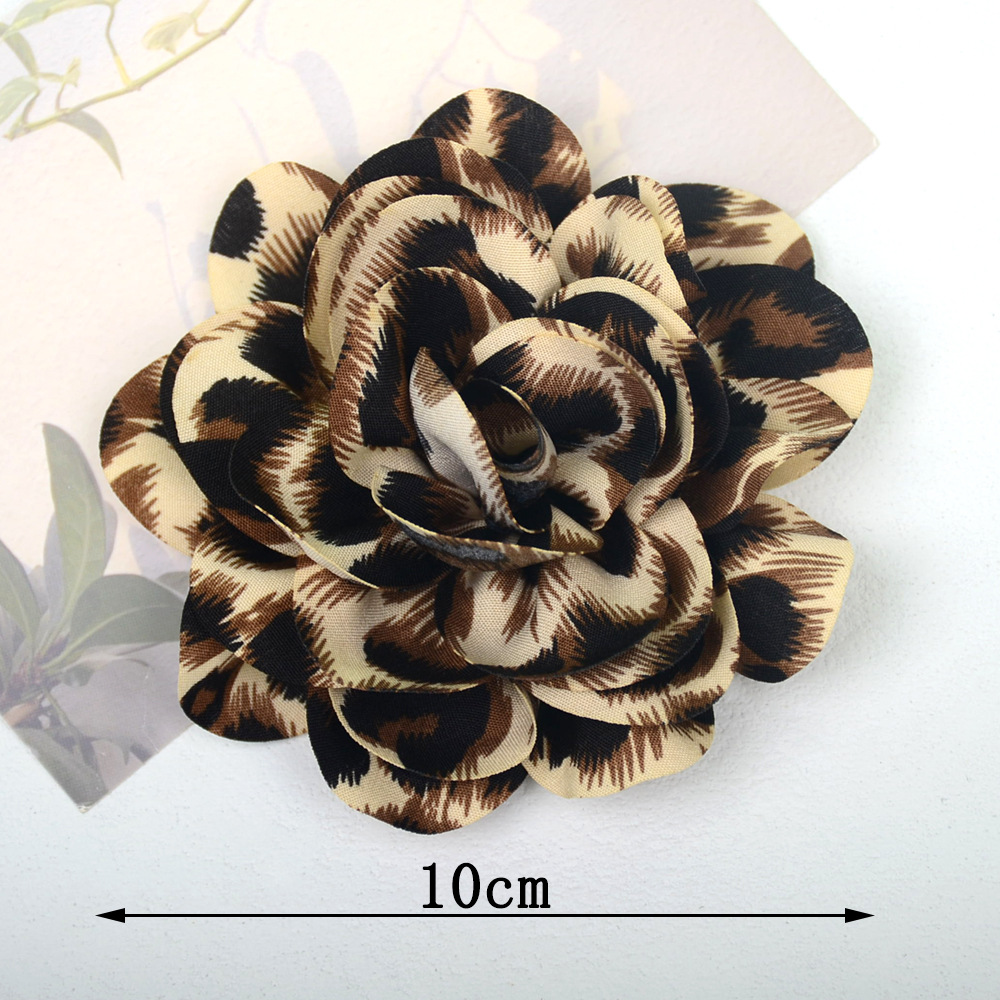Rosas de gasa bicolor estilo leopardo vintage - Flores para accesorios de pelo, calzado y moda - Proveedor mayorista-ywys