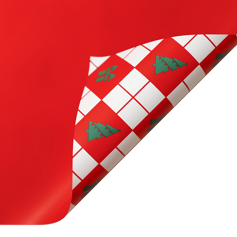 Papel de Regalo con Diseño de Árbol Navideño en Cuadrícula - Para Ramos Florales y Regalos