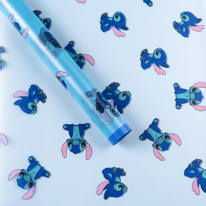 Papel Coreano Mate Impermeable con Stitch - Rollos para Ramos DIY (Diseño Nostálgico) | Mayoreo México-ywys