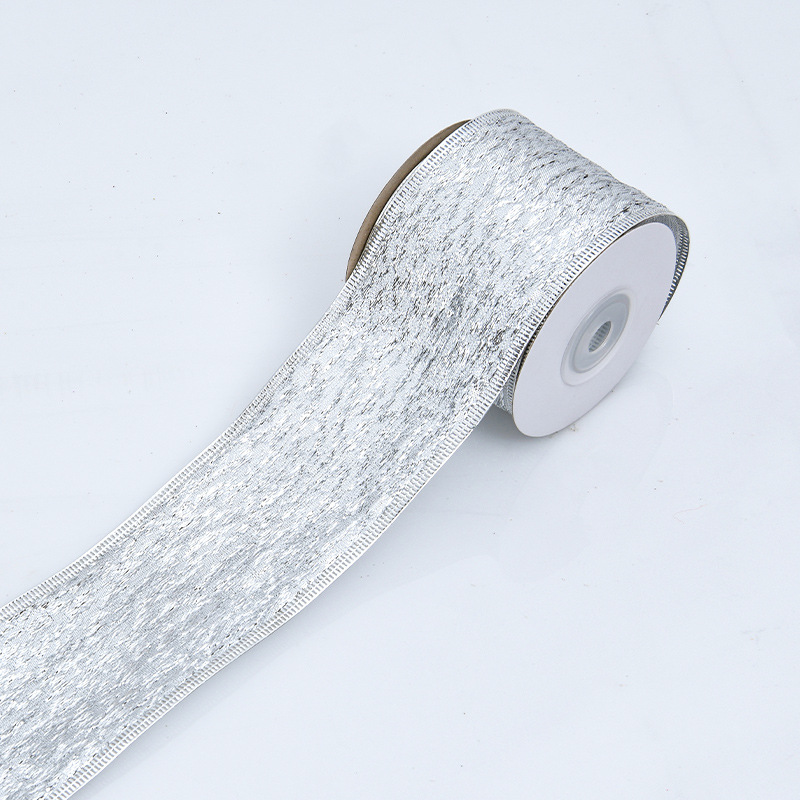 Cinta Navideña con Bordado Dorado y Hilo Metálico - Decoración Brillante para Árboles y Lazos - Venta al por Mayor