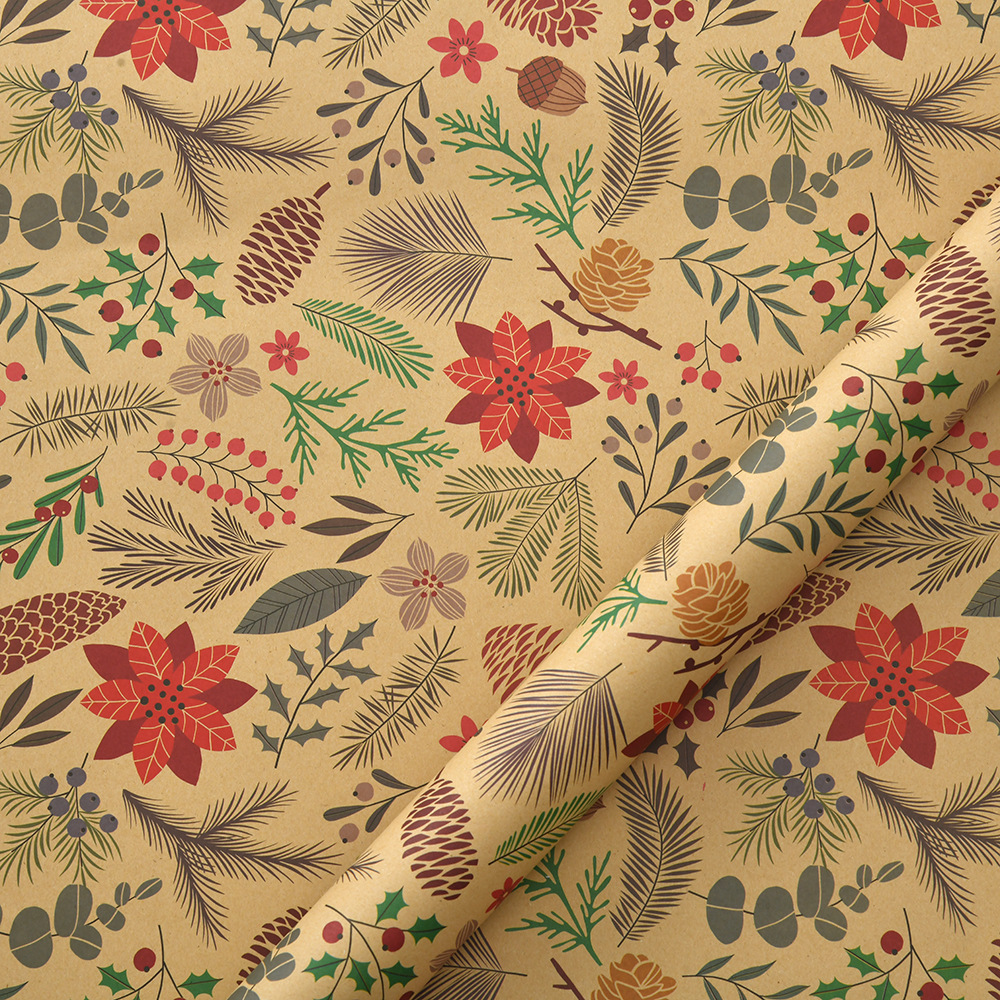 Papel Kraft Navideño con Estampados Animados - Ideal para DIY y Regalos | Venta al por Mayor