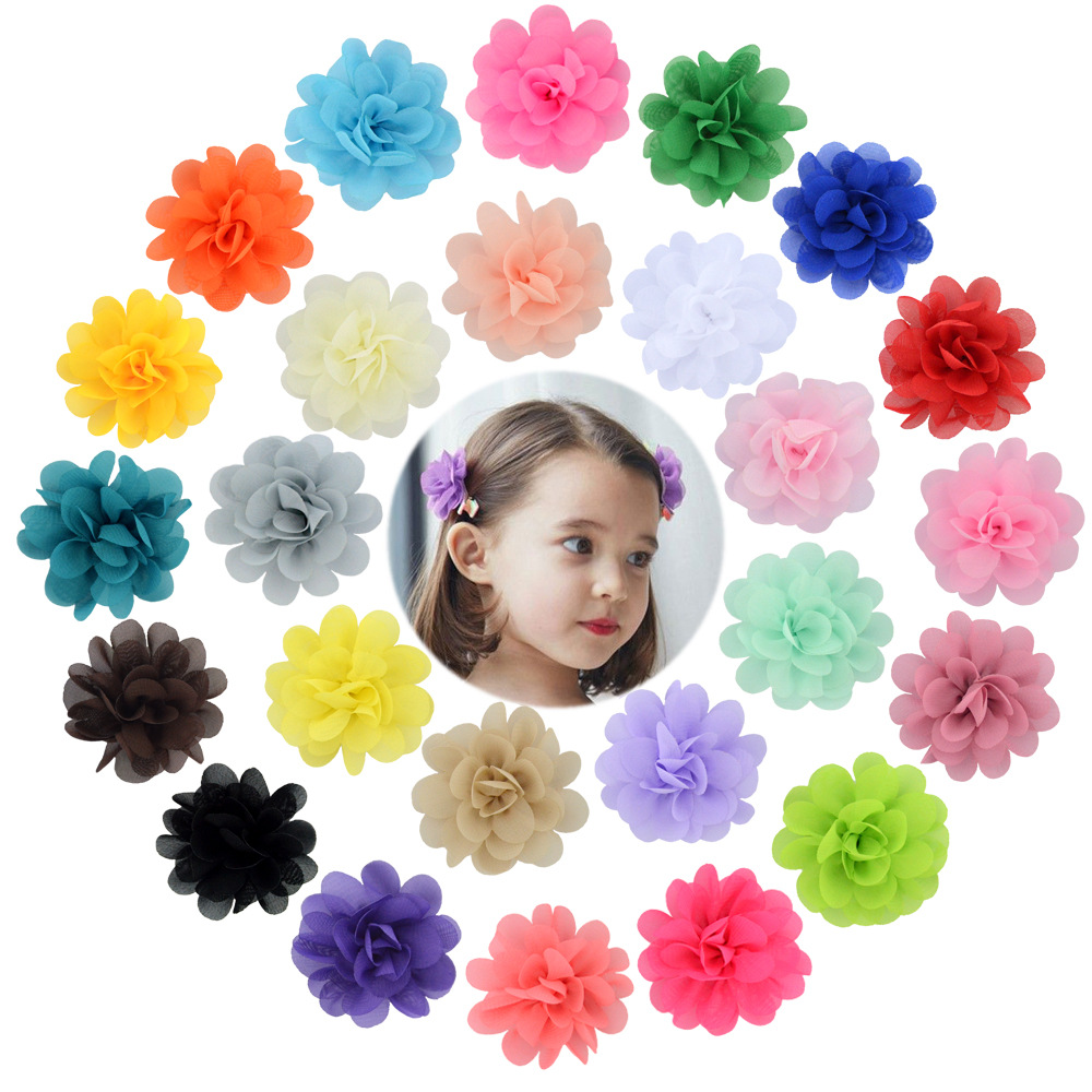 Flores de gasa 5CM con pasadores - Accesorios infantiles para niñas - Proveedor mayorista
