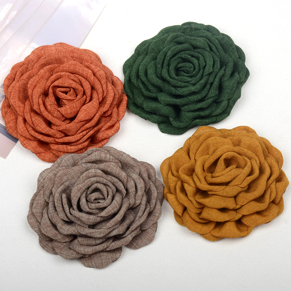 Flores de tela quemadas 10CM estilo Caro - Flores 3D para accesorios de pelo, calzado y broches - Proveedor mayorista-ywys