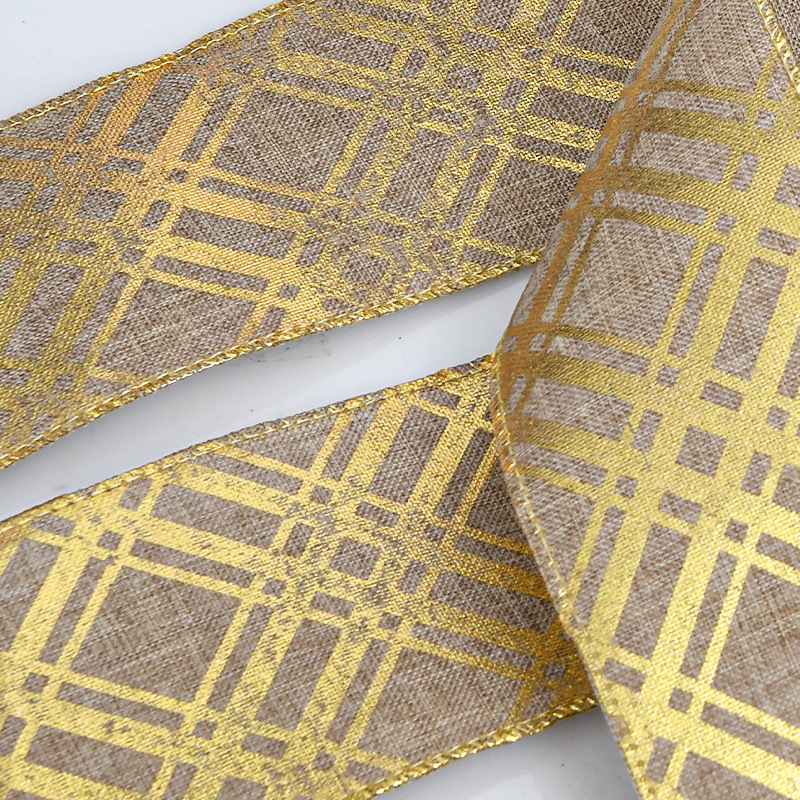 Cinta de Yute con Bordes Dorados para Navidad - Mayorista para Importadores - Decoración de Árboles y Regalos