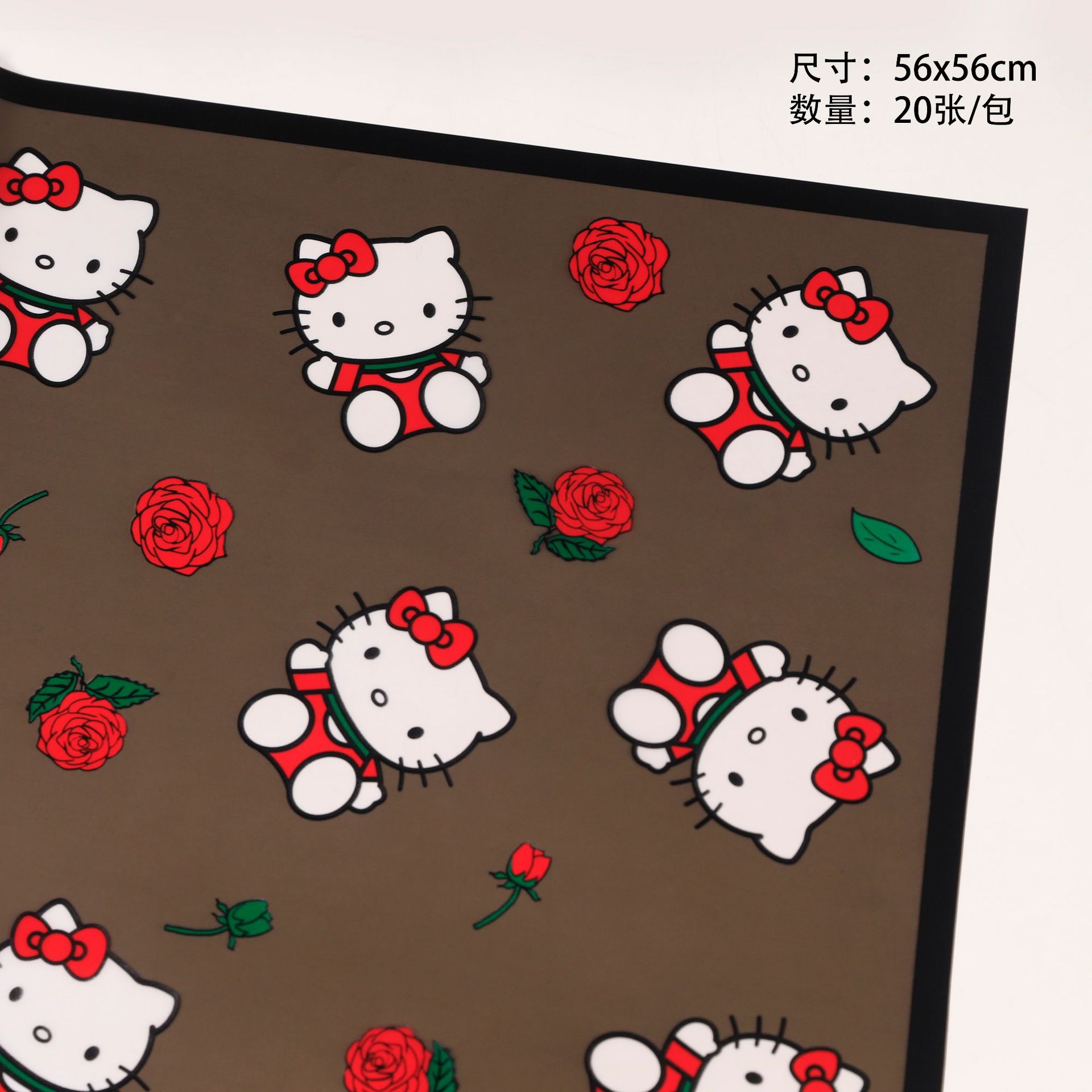 Papel Coreano Semi-Traslúcido con Hello Kitty - Borde Mágico Mate para Flores (Calidad Premium) | Mayoreo MX-ywys
