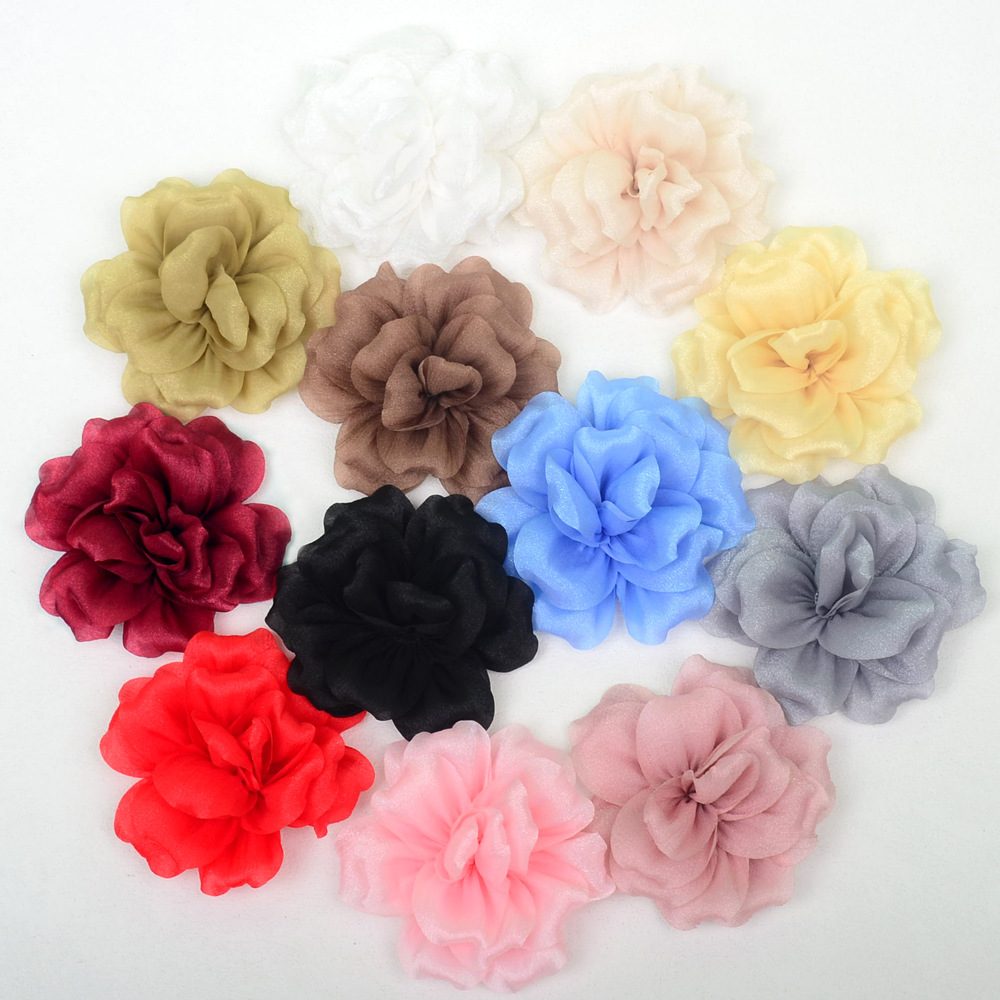 Rosas 3D de satén brillante plegadas - Flores artesanales para accesorios de pelo, calzado y moda - Proveedor mayorista-ywys