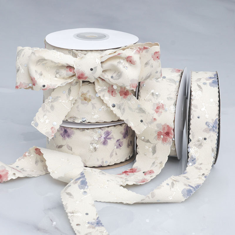 Cinta de Onda Bordada con Diseño Floral - Para Accesorios de Pelo y Decoración - Proveedor Mayorista