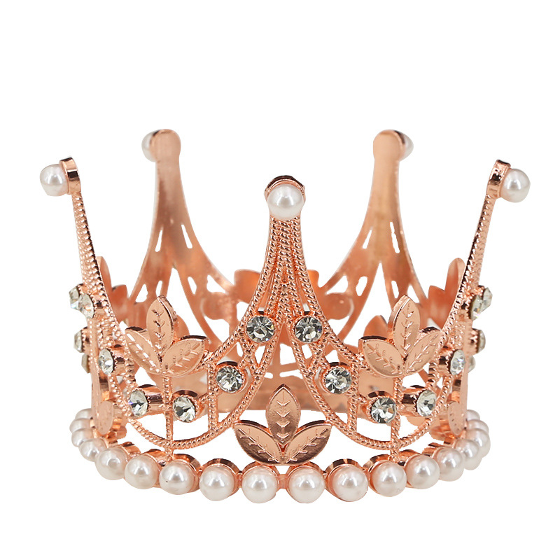 Nueva corona de actuación de fiesta de cumpleaños con tiara redonda dorada（22#）