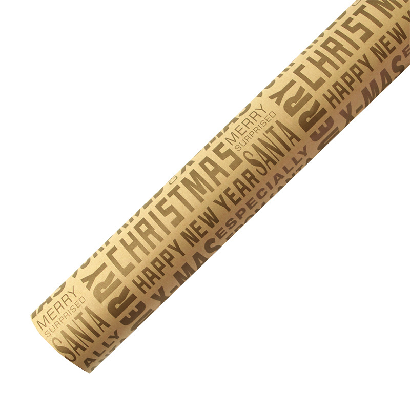 Papel de Regalo Navideño Kraft - Diseños de Santa Claus, Copos de Nieve y Árboles de Navidad-ywys