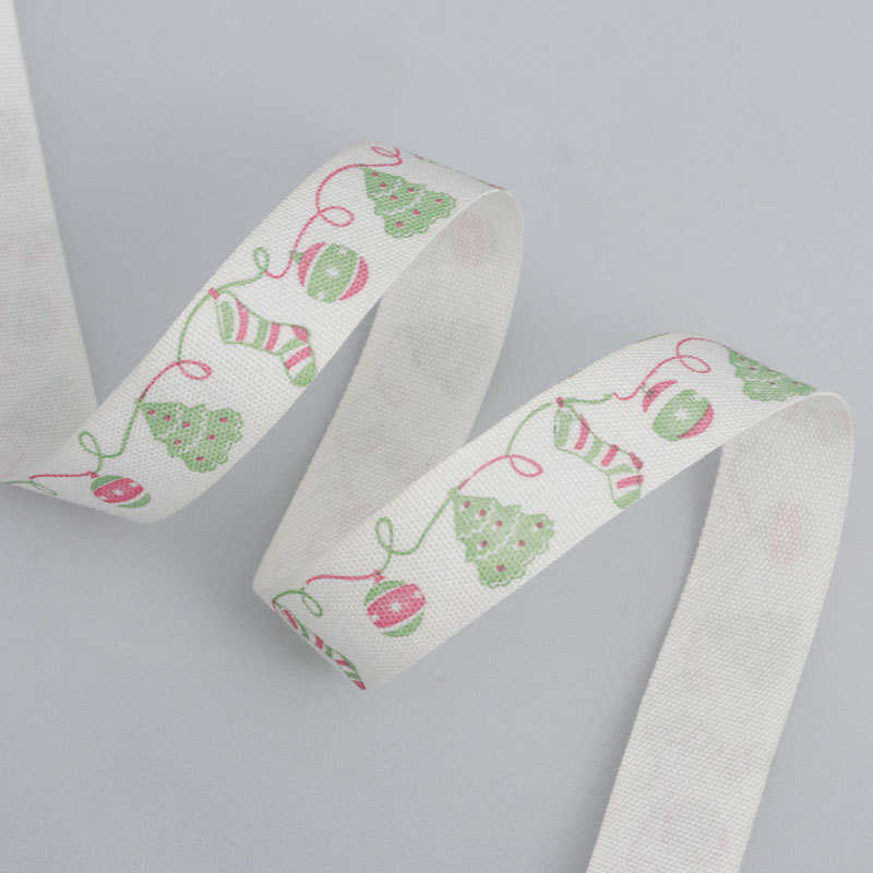 Cinta de Algodón con Estampado Dorado para Navidad - Decoración para Árbol de Navidad - Importadores al por Mayor