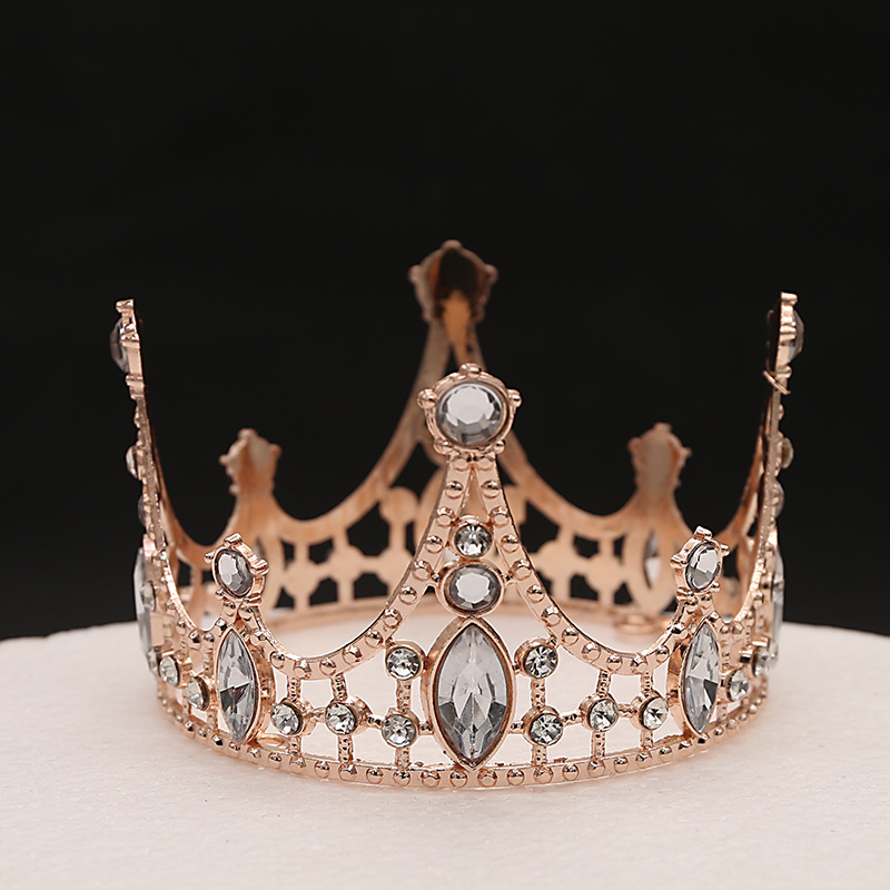 Decoración de corona de pastel de cumpleaños adornos tiara redonda para niños（18#）