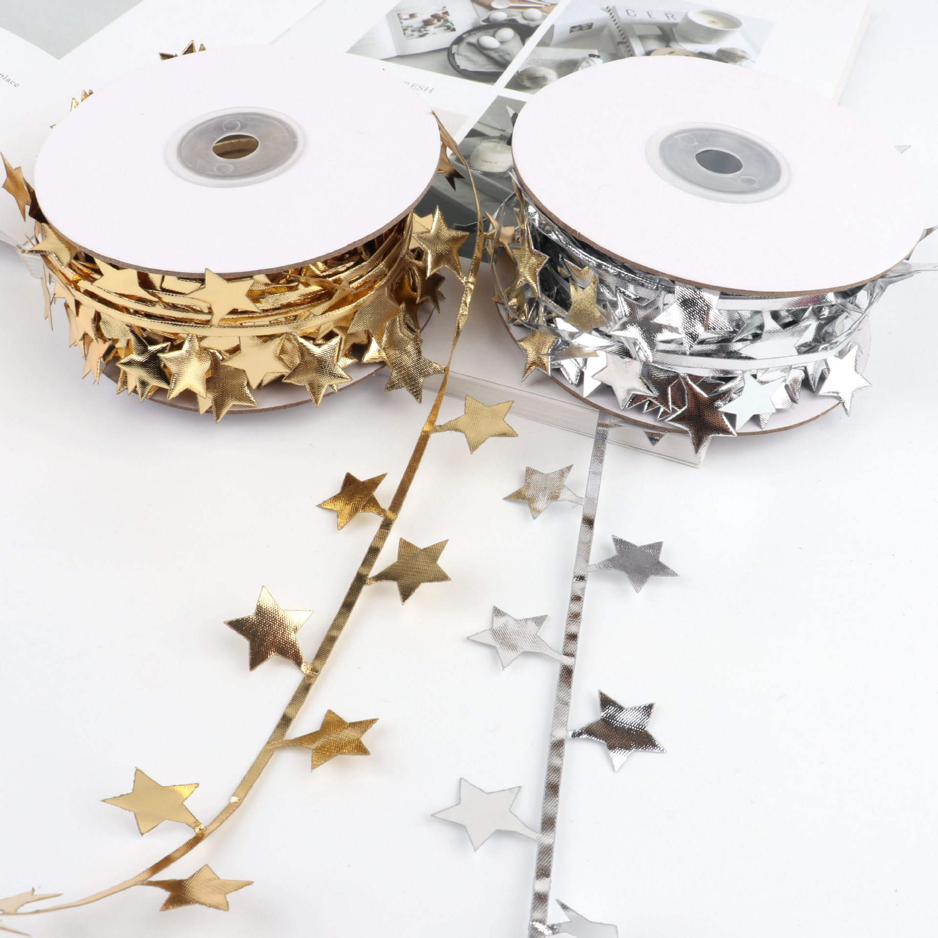 Cintas Decorativas Estrelladas Navideñas - Para Regalos, Arreglos Florales y Manualidades | Venta al por Mayor