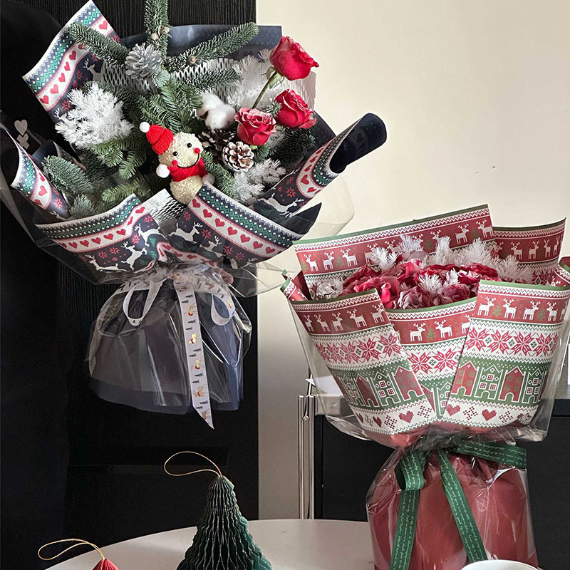 Papel de Regalo Navideño con Diseño de Suéter - Para Ramos Florales y Manzanas de Nochebuena