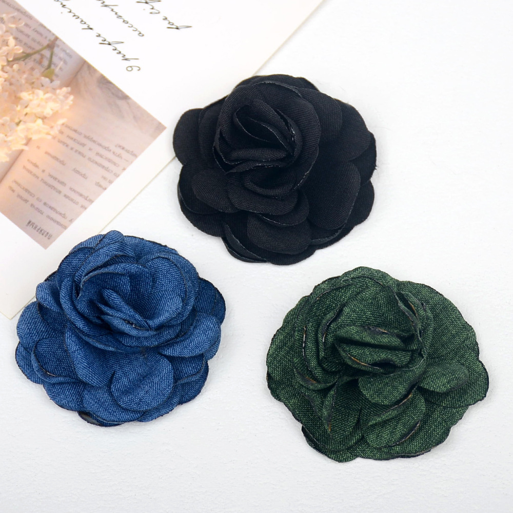 Flores de rosa y camelia de lino quemado (artesanales) - Para diademas DIY, adornos textiles y complementos de moda - Venta al por mayor -ywys