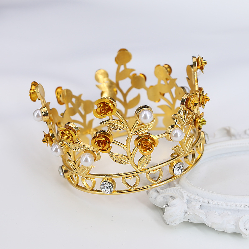 Cumpleaños flores pastel corona niños hojas redondas rosas（16#）