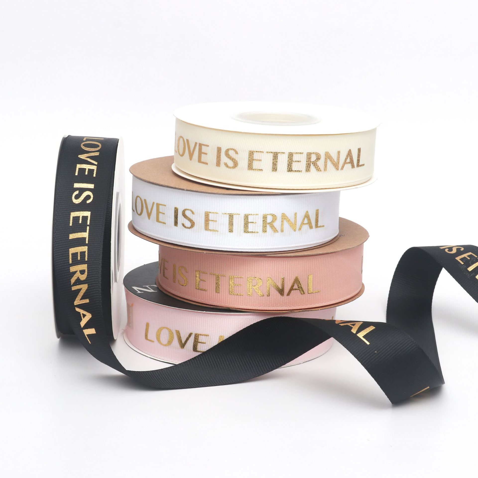 Cinta de Love Dorada de 8mm para Flores y Repostería - Proveedor Mayorista con Stock Inmediato