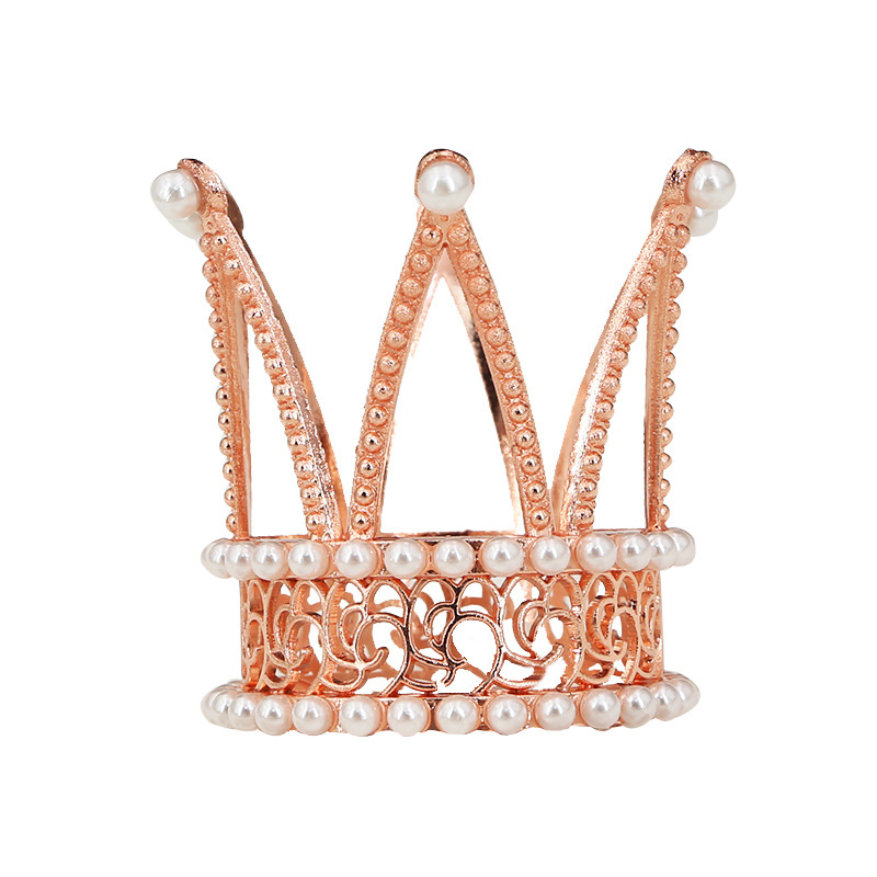 Nueva corona de actuación de fiesta de cumpleaños con tiara redonda dorada（20#）