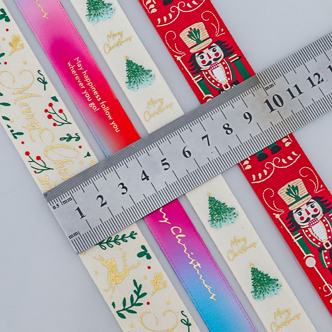 Cinta de Algodón con Estampado Dorado para Navidad - Decoración para Árbol de Navidad - Importadores al por Mayor