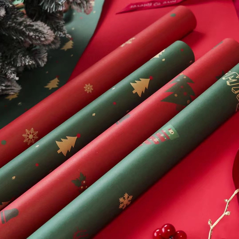 Papel de Regalo Navideño con Diseño de Árbol de Navidad - Para Manzanas de Nochebuena y Regalos | Venta al por Mayor-ywys