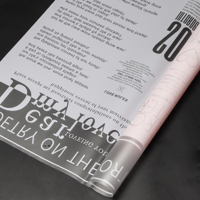 Papel de regalo de flores de papel de flores de papel de carta de amor inglés transparente（73#）